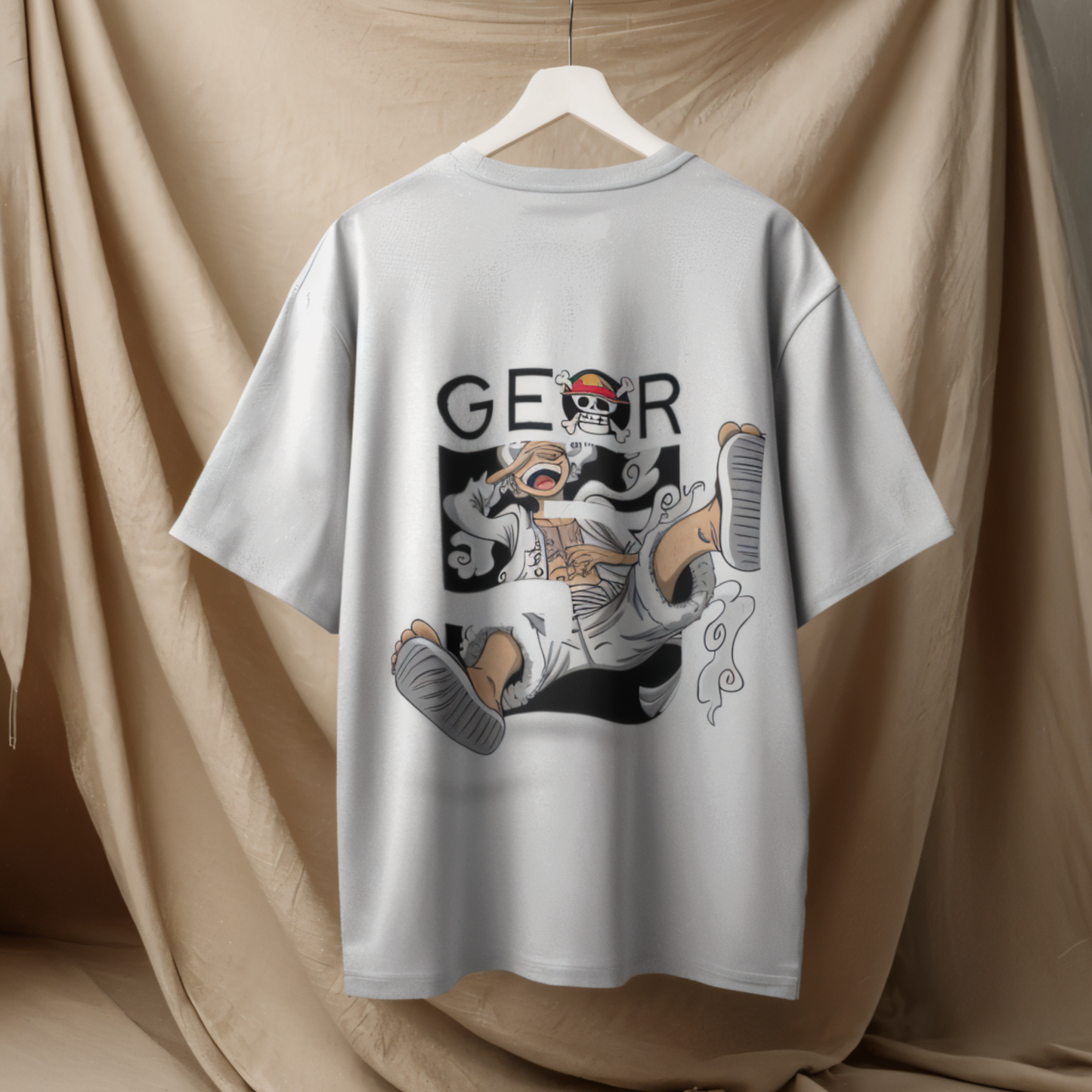 One Piece Luffy Oversized White Tshirt