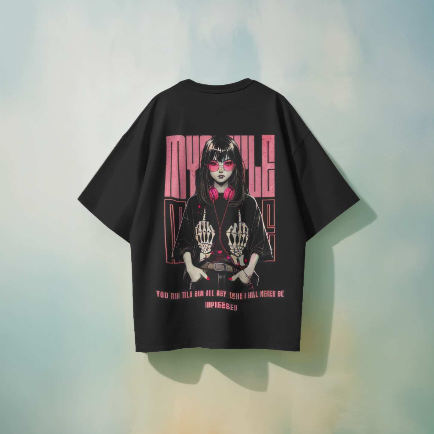 Printed Black Oversized Tshirt For Girls